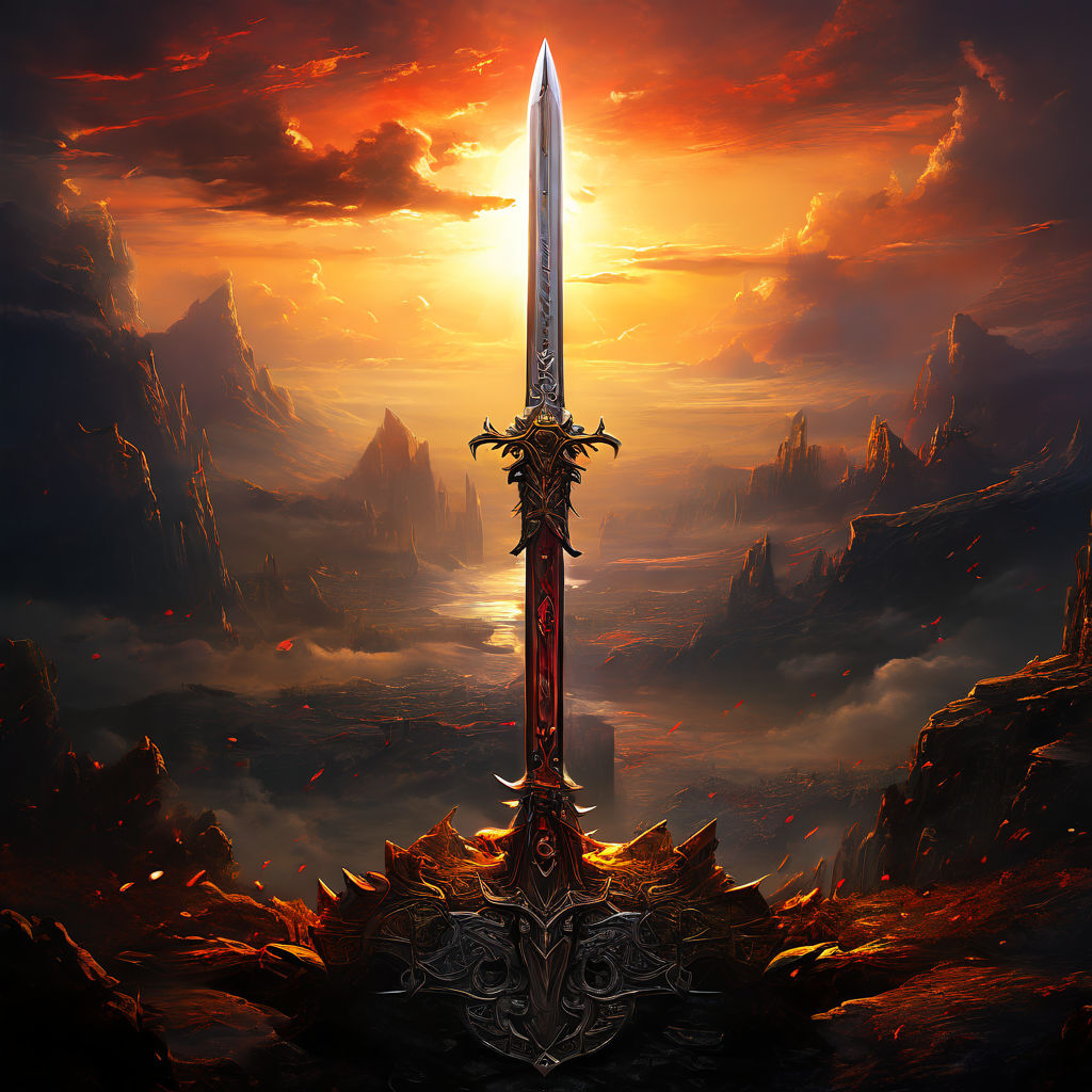 Herói de RPG com espada encantada enfrentando um monstro lendário